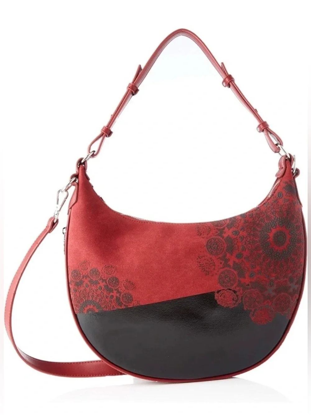 NWT - Desigual Siberia Red Black Expandable Shoulder Crossbody Bag